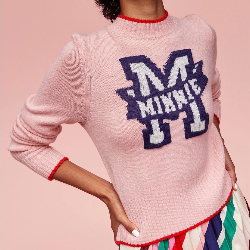 Disney Pink Minnie Sweater with Red Trim